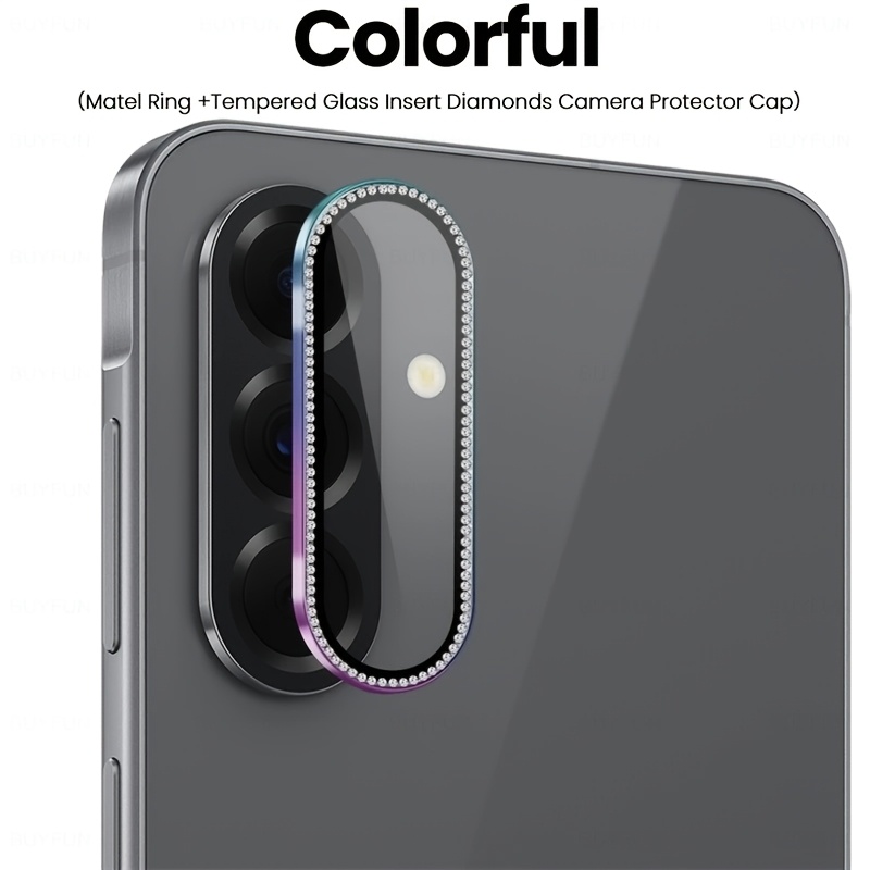 TEMU 2pcs Diamond Camera Lens Protector Compatible With Not Easy To Fall, Glitter Metal Aluminum Alloy Rear Camera Screen Cover Accessories, Strong