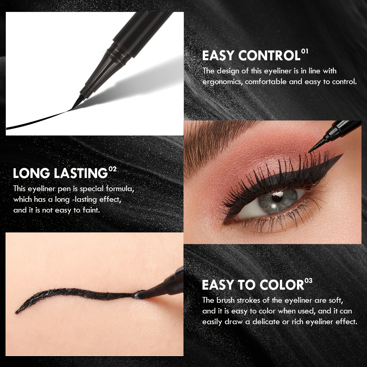 1pc Quick-dry Eyeliner Pencil Makeup Long Lasting Smooth Matte Eye Liner Waterproof Anti Smudge Liquid Eyeliner Pen Eyes Cosmetics