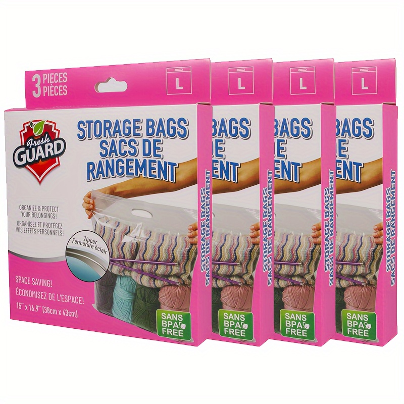 

12pcs 15x16.9in Heavy Duty Clear Plastic Storage Bags W/zip-lock & Carry Handle, 3-count Large (pack Of 4)