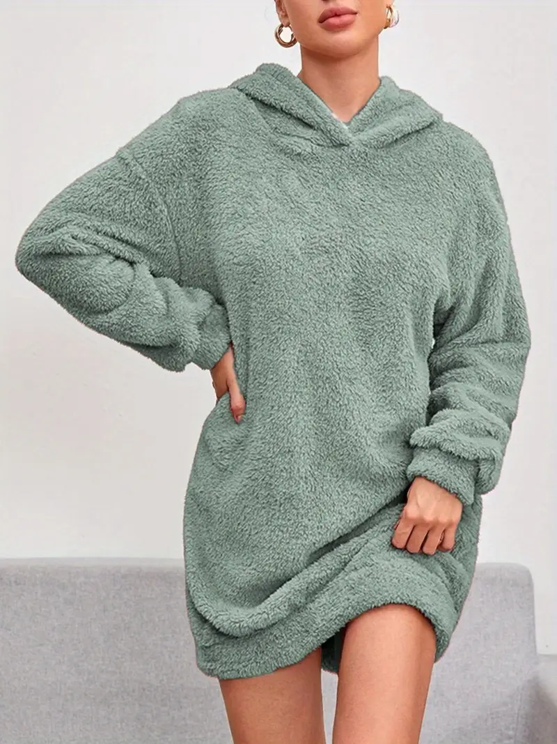 women kawaii fuzzy fleece mini dress plush shaggy hooded - Temu women kawaii fuzzy fleece mini dress plush shaggy hooded - Temu