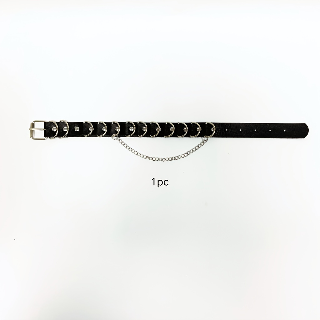 1pc Fashion Gothic Style Pu Material Iron Metal Shoe Decorative Belt Removable Adjustable Size Street