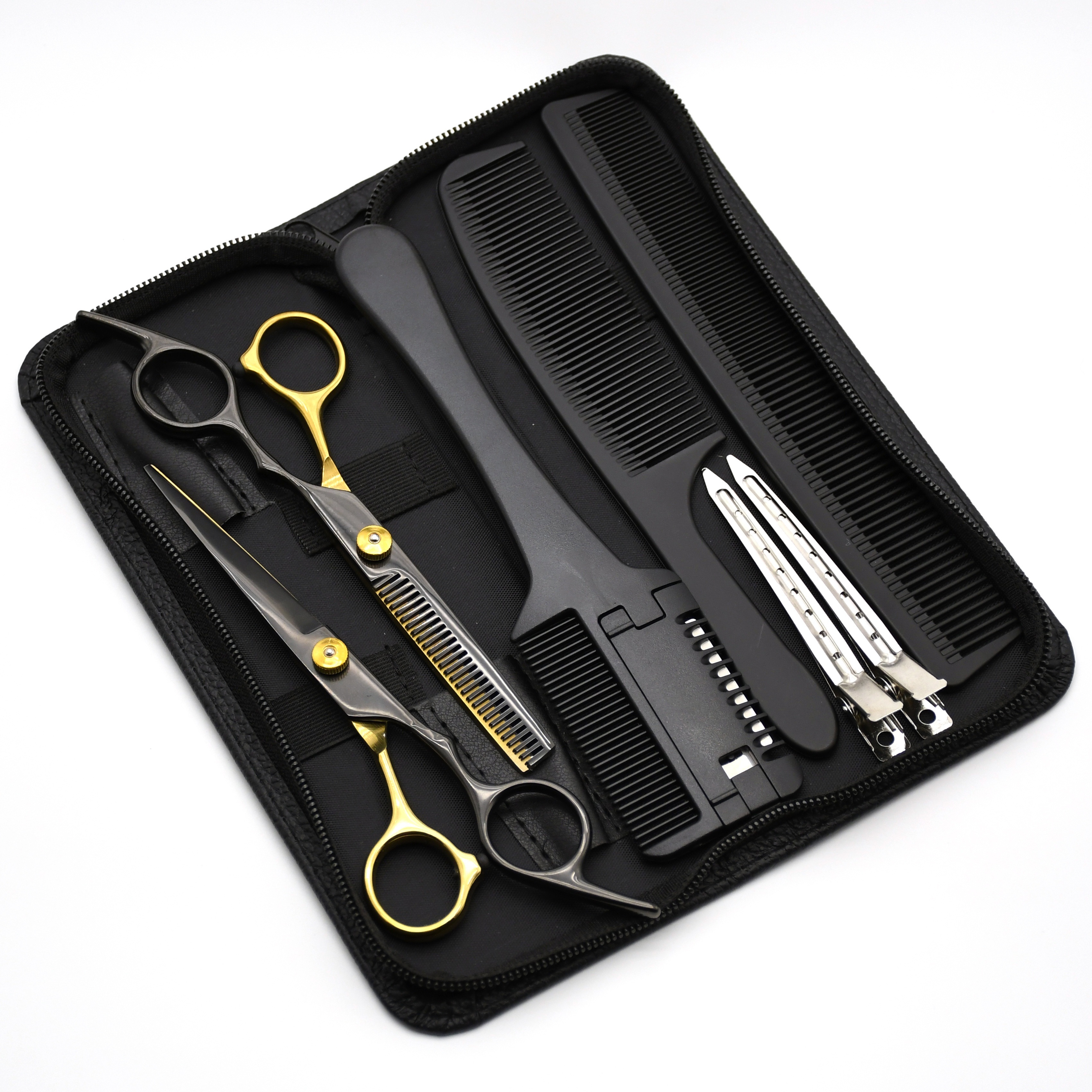 

Professional Hairdressing Scissors Set, Japan Stainless, Thinning Shears, Shaving Comb, Clips, Right-handed, Oil-free, Fine Texture Haircut, For Texture Hair, Unisex Adult