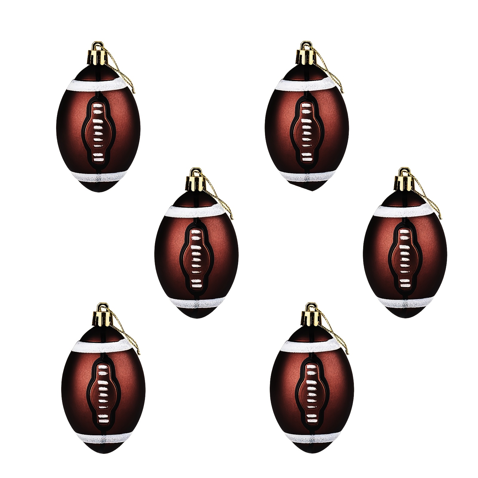 TEMU 6pcs Football Christmas Ornaments, Christmas Balls Sports Theme , Xmas Decorative Balls, Hanging Ornament For Christmas Tree, Home, Holiday,