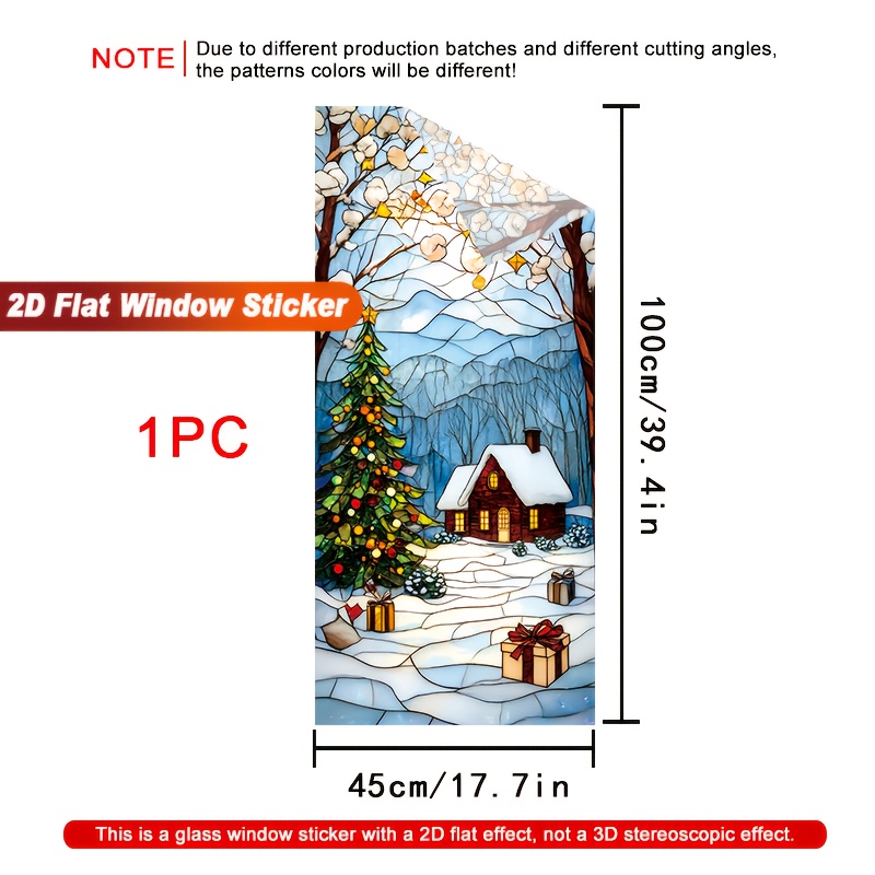 TEMU 2d Flat - 2d Flat - 1pc Of Winter-themed 2d Flat Christmas Window Decals Featuring A Snowy Landscape, Made From Pvc With Electrostatic For . Are