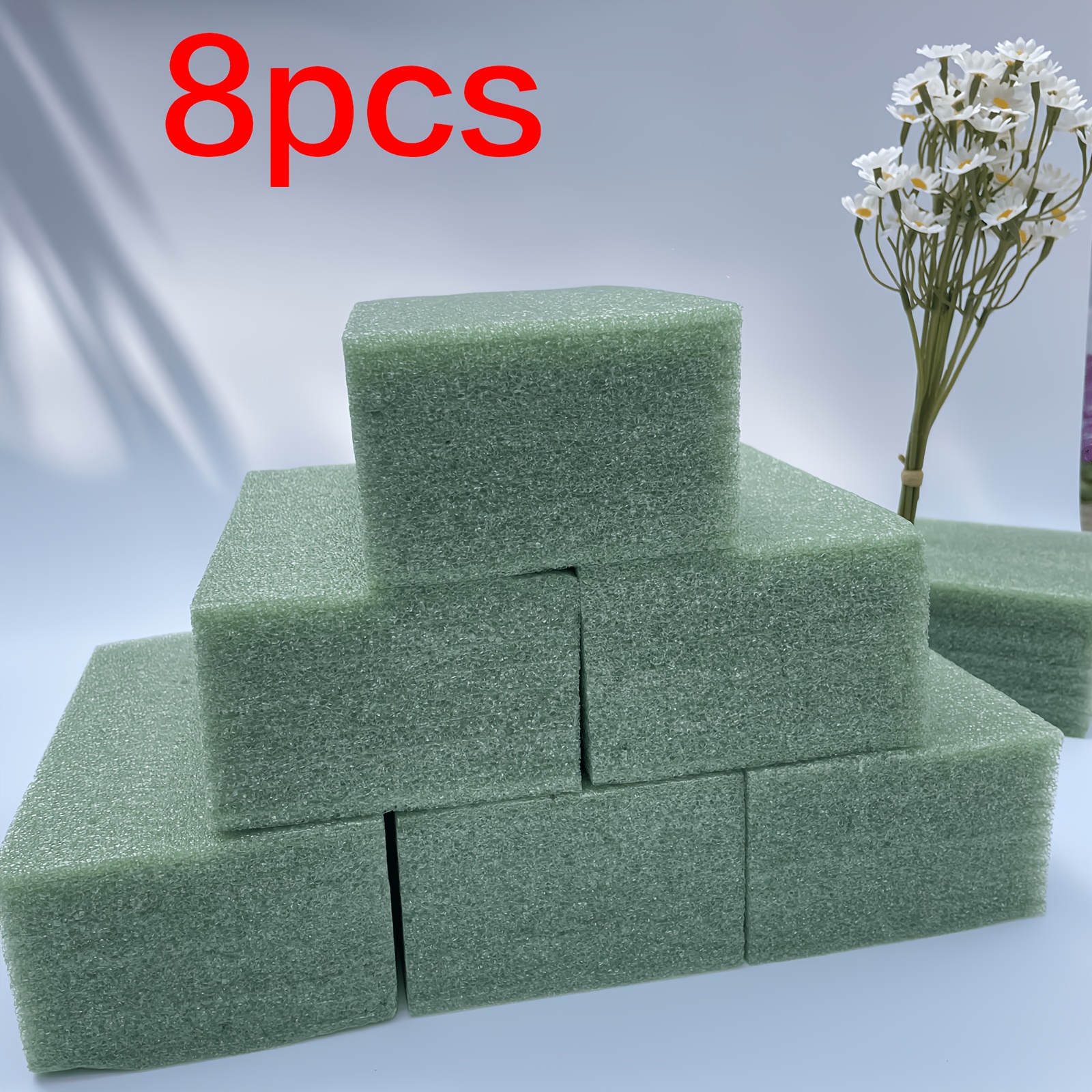 TEMU Bloc de mousse florale verte, mousse florale haute , 10*10*6cm/3.94*3.94*2.36in, coupé , bouquets à faire soi-même, convient aux fleuristes, à ,