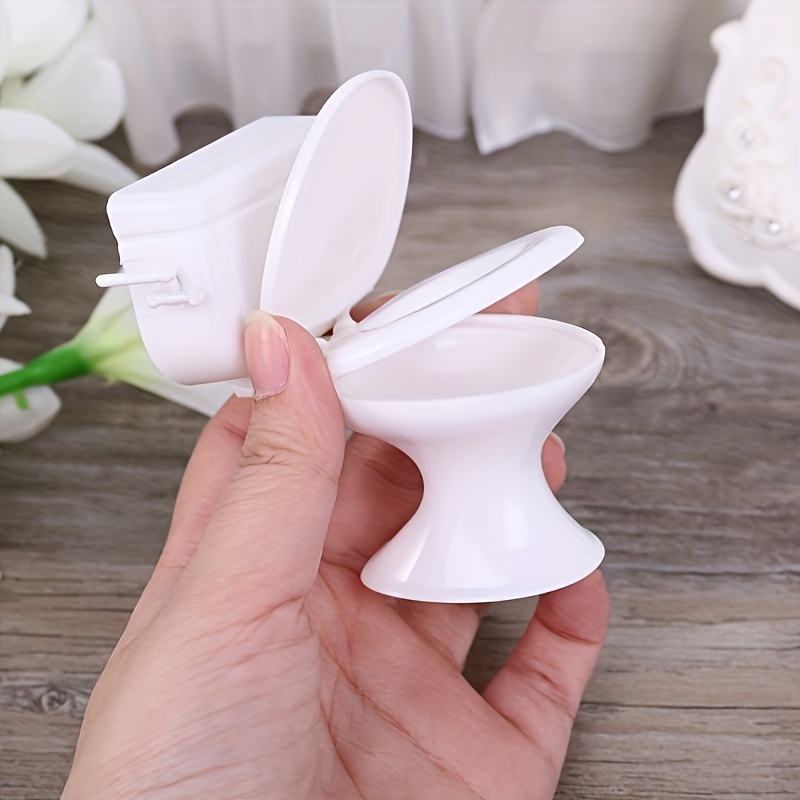 

Miniature White Toilet Model - Vintage Bathroom Accessory For Dollhouses, Creative Role-play Toy, Perfect Gift Idea, Plastic, With Lid & Detail