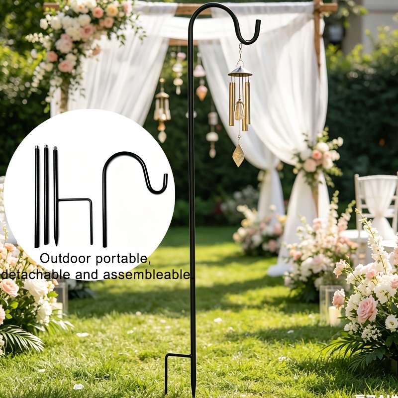 TEMU 1-Pack Crochet de d'extérieur, Crochet simple robuste en fer, Piquet de sol, Support de suspension pour plantes pour paniers suspendus,