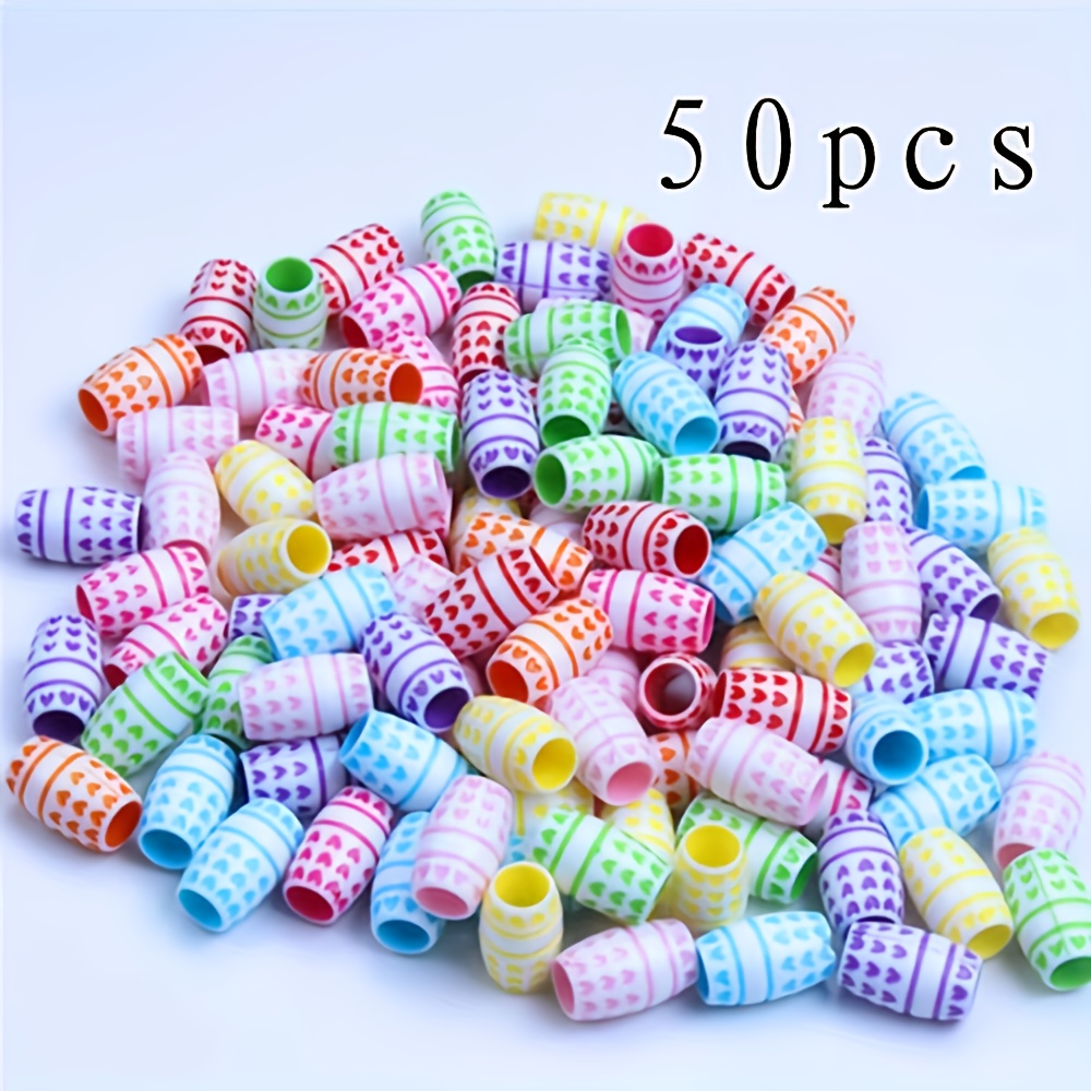 E-shop 50 Stück Haarperlen zum Flechten, Bunte Haaraccessoires, Niedliche Herz-Haarperlen, Flechtzubehör, Modische Kreative Haarschmuck DIY-Accessoires