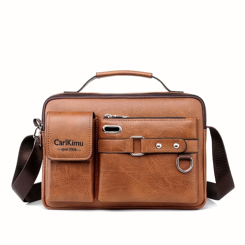 Image of Briefcase For - Horizontal Single-shoulder Crossbody Bag Suitable For Business & Commuting, Adjustable Strap, Zipper Closure, Casual Bag, - Professional Handbag For, Travel, Everyday Use [style]