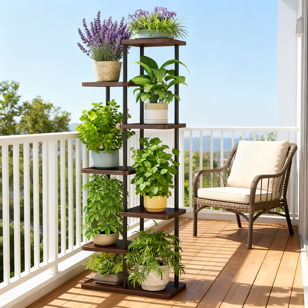 item picture 7 tier flower stand stylish multi layer indoor and outdoor wrought   space saving multi layer rack durable potted plant stand green succulent plants suitable for   room courtyard decoration easy to assemble