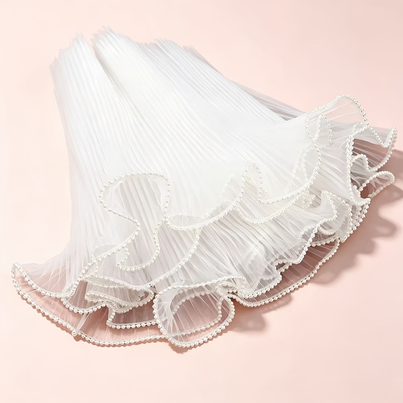 Image of 2yards Pearl Edges, Wavy Yarn, Bouquet Flowers, Roses, Gifts, Floral Packaging, Pleated Wraps, Floral Materials, Florist Decorative Mesh