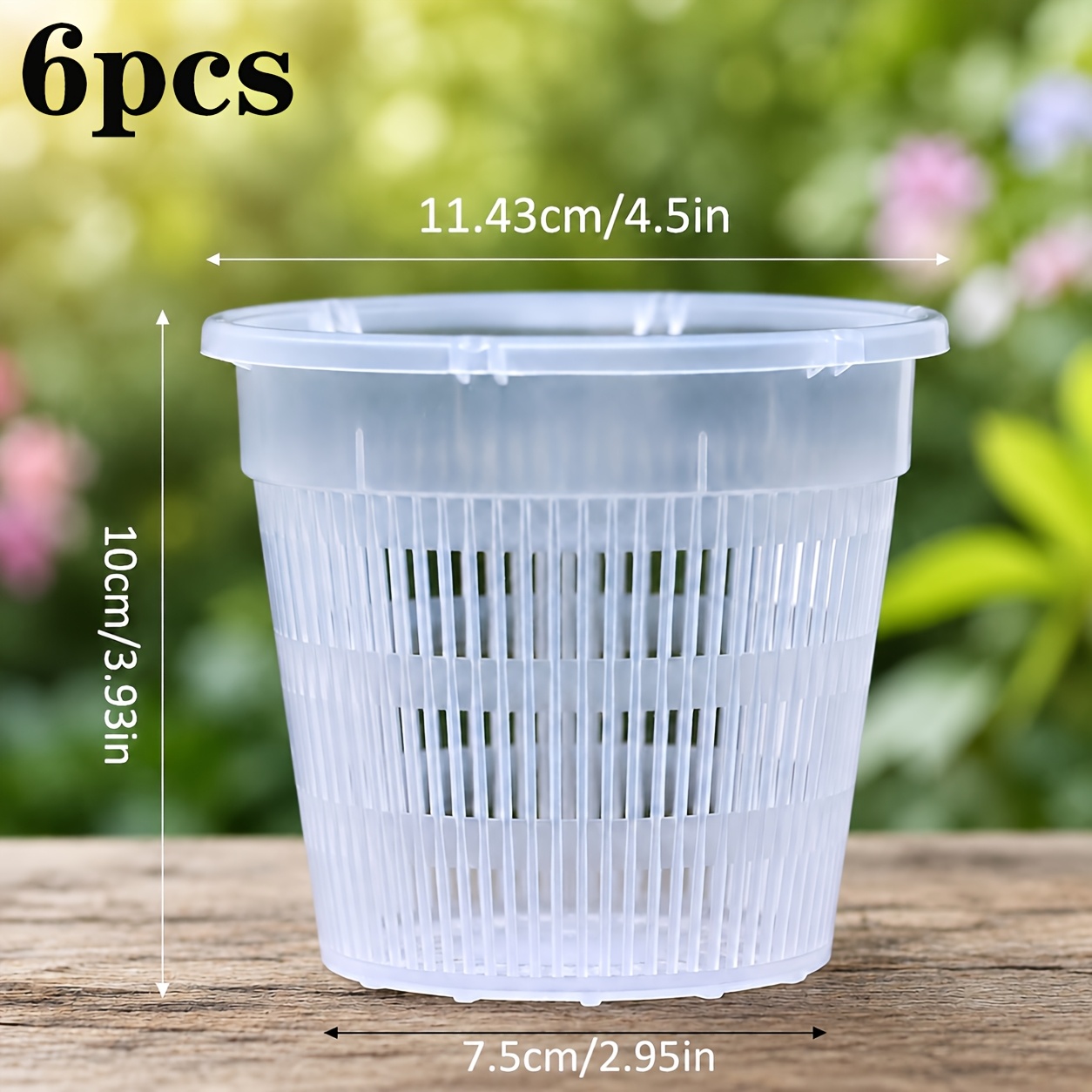 TEMU 6pcs Clear Orchid Pots, Plastic Slotted Orchid Planters With Drainage Holes, Breathable Root Control Pots For Phalaenopsis Orchid Repotting And