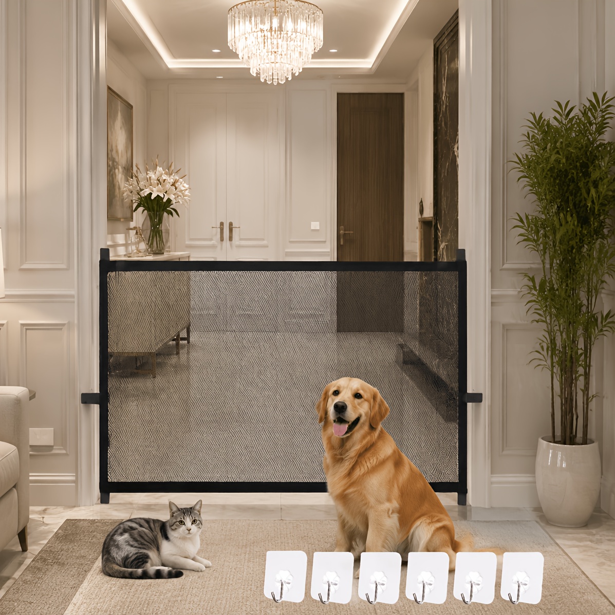 TEMU Barrière de pour Animaux de Compagnie 72*180cm Perçage, Facile à Installer Perçage, Convient pour une Utilisation Intérieure et Extérieure. En