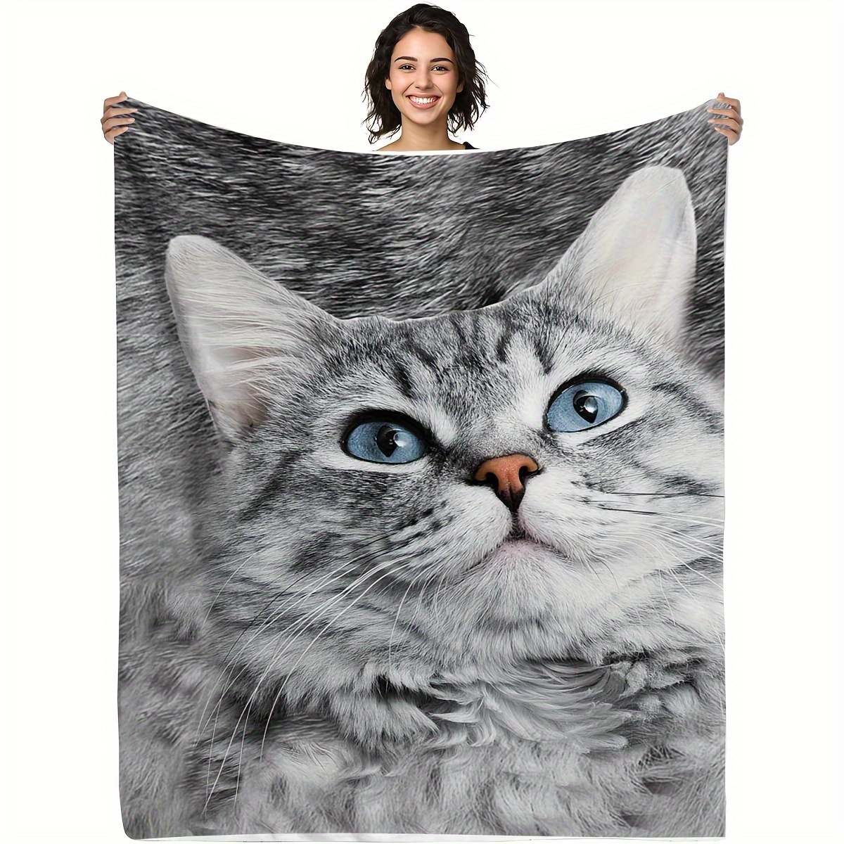 

1pc Gift For Cat Lovers Blanket Soft Flannel Sofa Blanket Tv Blanket For Couch Sofa Office Bed Camping Travel, Multi-purpose Gift Blanket For All Season
