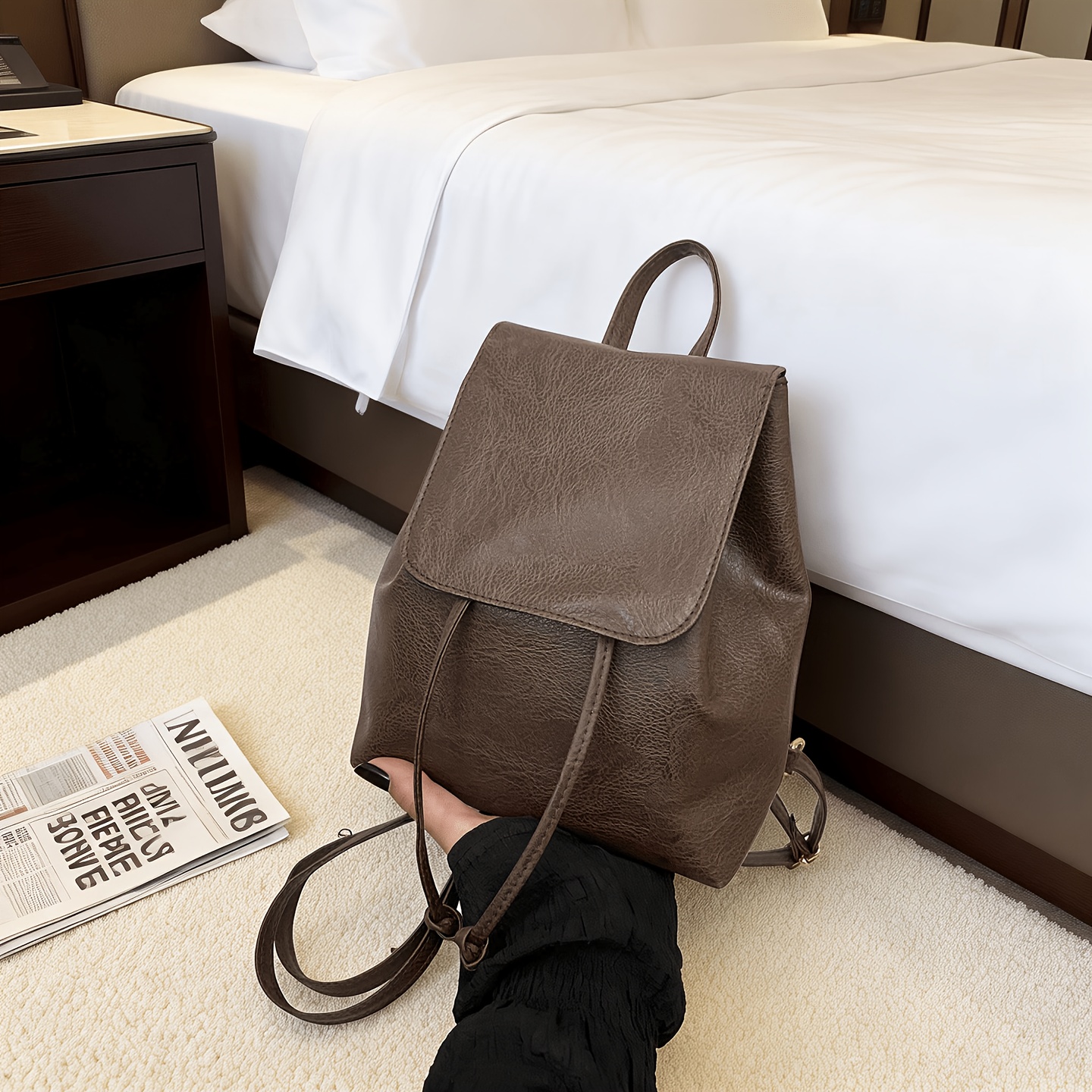 Women's Backpack 2025 Spring/summer New Minimalist Literary Versatile Drawstring Shoulder Bag