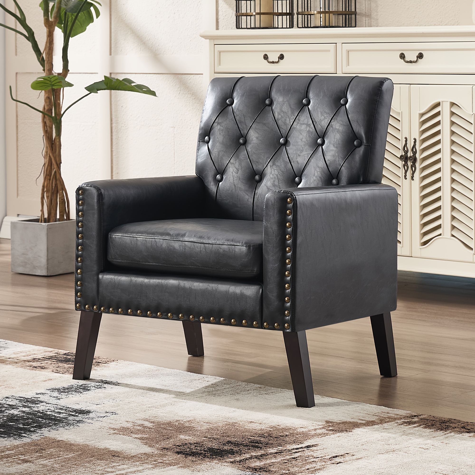 Medieval-inspired Modern Decor Chair, Faux Leather Reception Office Chair-leather Club Chair Suitable for Living Rooms, Bedrooms, Or Waiting Areas.