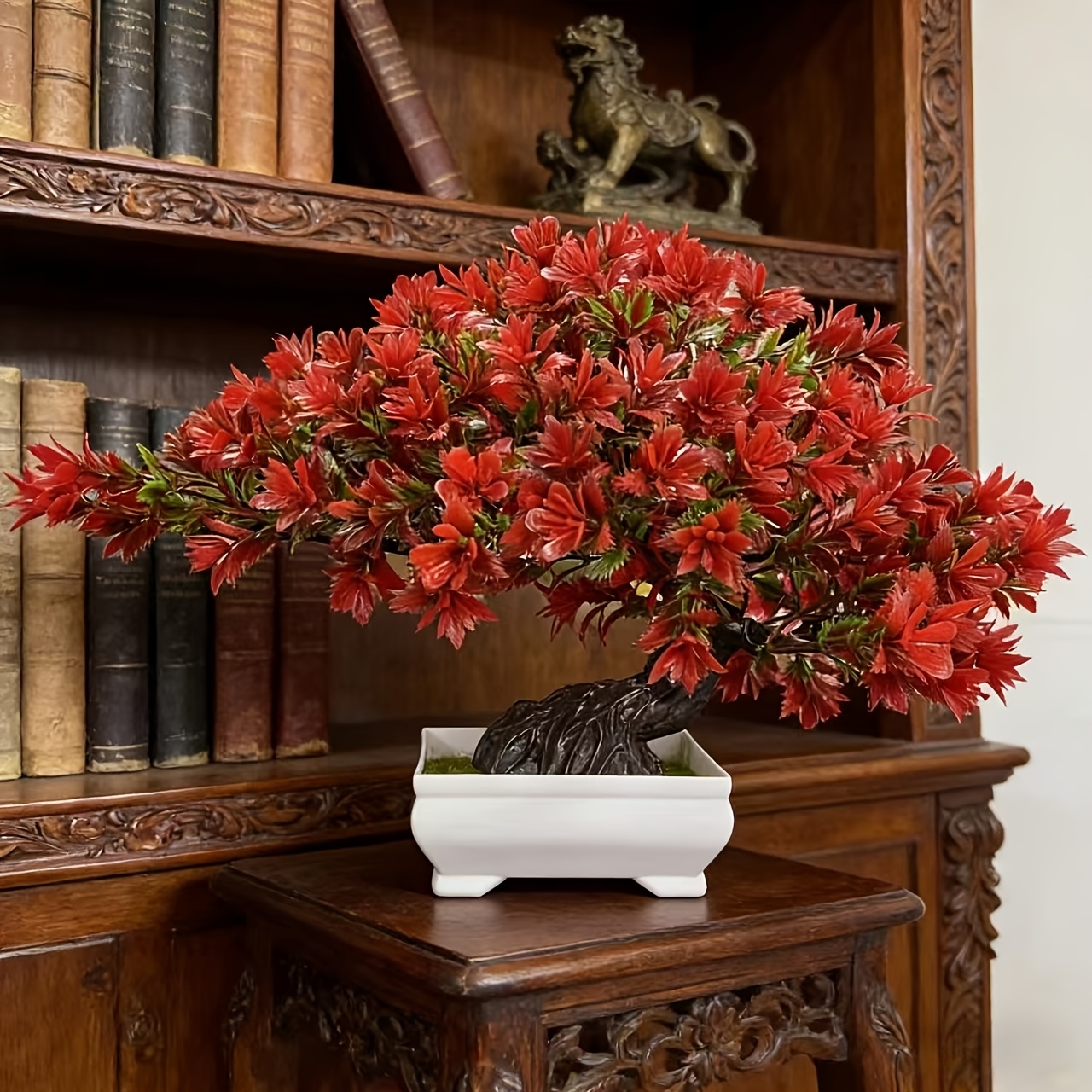 Image of Faux Tree Plant Potted Simulation, With Flowerpot, Red Flower Artificial Greenery Fake Tree Decoration, Home Decor, New Year/spring Decor, Housewarming Gift, Scene Arrangement, Party Decoration