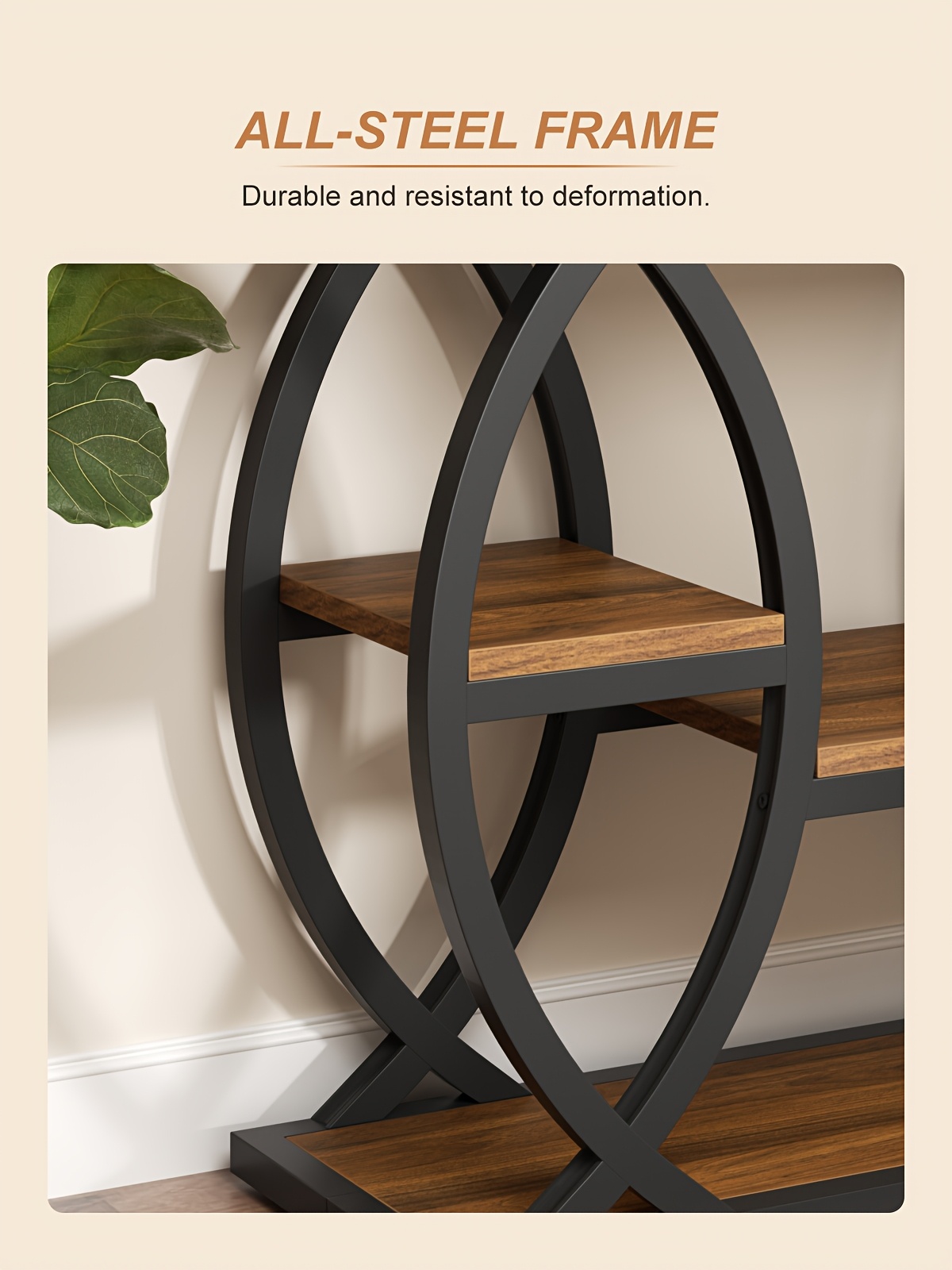 39-Inch Holiday-Themed Console Table, 4-Tier Sofa Side Table with Storage Shelves, Narrow Wood And Metal Frame Decorative Table, Suitable for Small Spaces, Hallway, Entryway, And Christmas