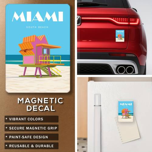 1pc car magnet sticker with backing large 3 31 x2 36 8 4x6cm vehicle decoration fridge magnets for bumper stickers christmas halloween gifts 2d flat print miami themed decal pm132x37 2d flat