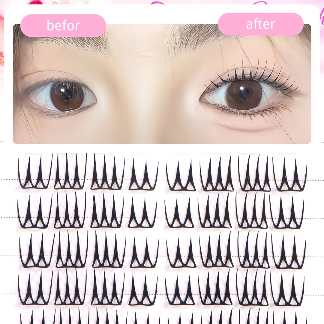 10-Row Cluster False Eyelashes, 80 Mixed Length Curl Clusters