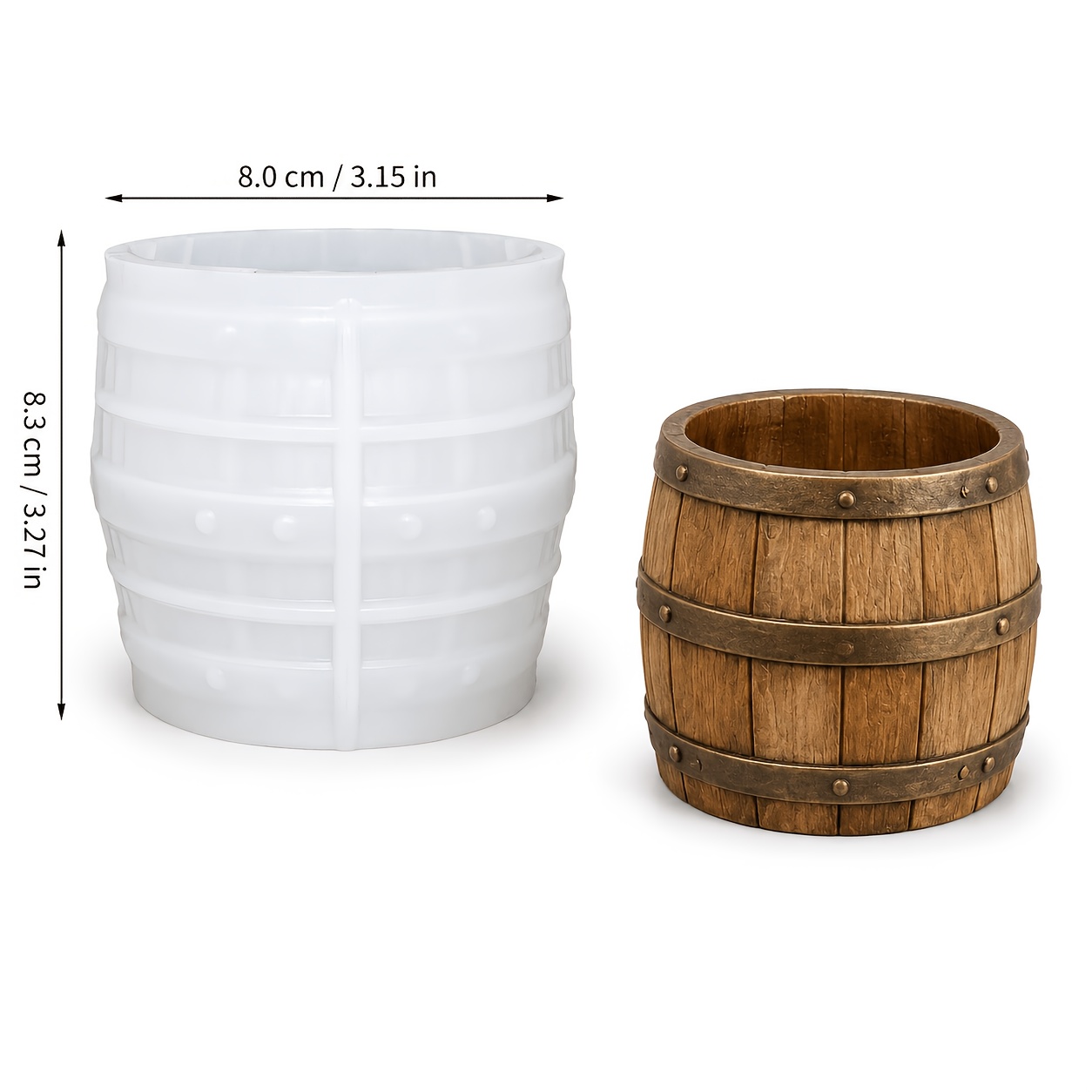 TEMU Clay Silicone Mold, Rustic Wooden Planter Silicone Mold, 3d Wood Texture Flower Pot Mold Resin Casting Mold For Succulent Container Making,