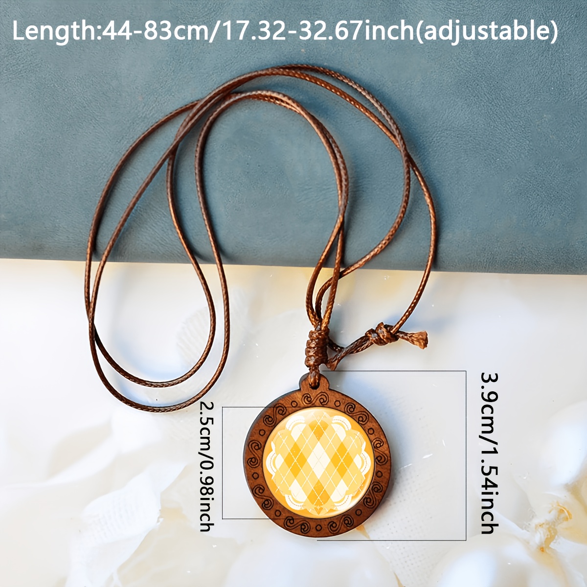 Handcrafted Orange Circular Synthetic Wood Pendant Necklace