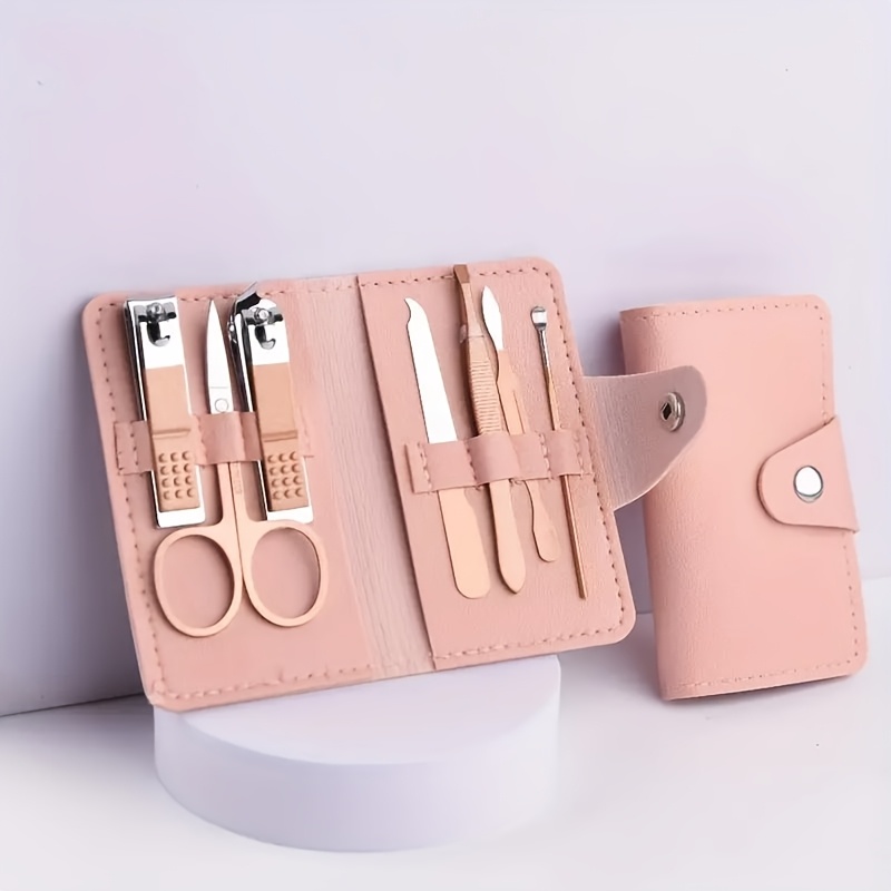 

Luxury 7pcs Nail Care Kit - Stainless Steel Manicure & Pedicure Set With , Dead Skin Scissors & Travel Case - Elegant Rose Golden/champagne