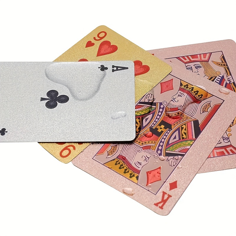 Golden Foil Waterproof Plastic Playing Cards Set - Party Game Gift (Golden/Silvery/Pink)