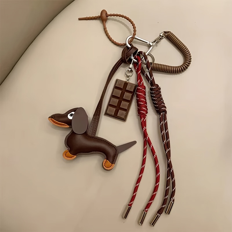 Giantree Pack De 2 Llaveros De Perro Salchicha, PU Lindo Cachorro Bolsa Colgante Personalizado, Regalos Para Bolso Mochila Decoración Joyas