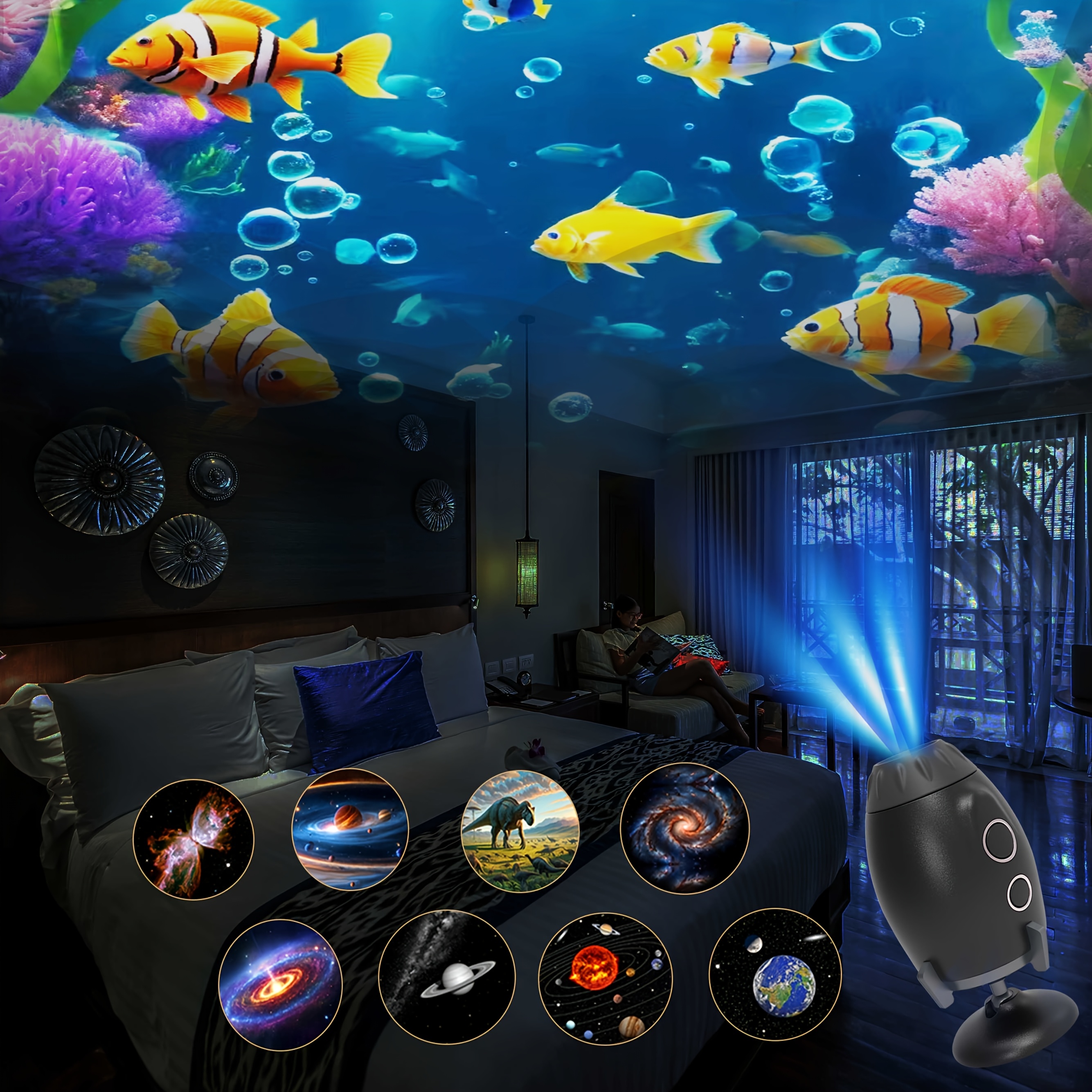 

Portable For Projector With 8 Hd Film Discs - Night Light For Bedroom, Tent, Thanksgiving & Christmas Gift, Usb Powered, 360° Rotating Angle