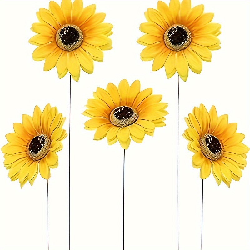 

5 Pcs Metal Sunflower Garden Stakes Art Decor Outdoor Flower Stick For Flower Yard Outside Pathway Patio Yard Lawn Decor
