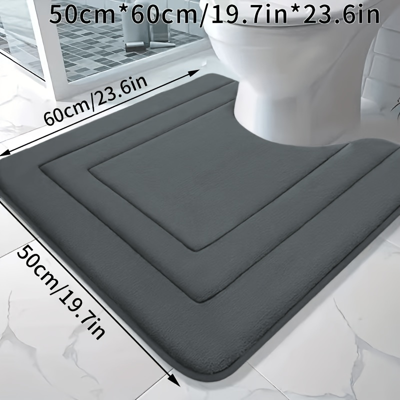 TEMU 1pc Flannel U-shaped Toilet Mat Bathroom Decor And Additions Floor Mat, Soft Comfortable Non-slip Bathroom Carpet, Machine Washable Quick-dry