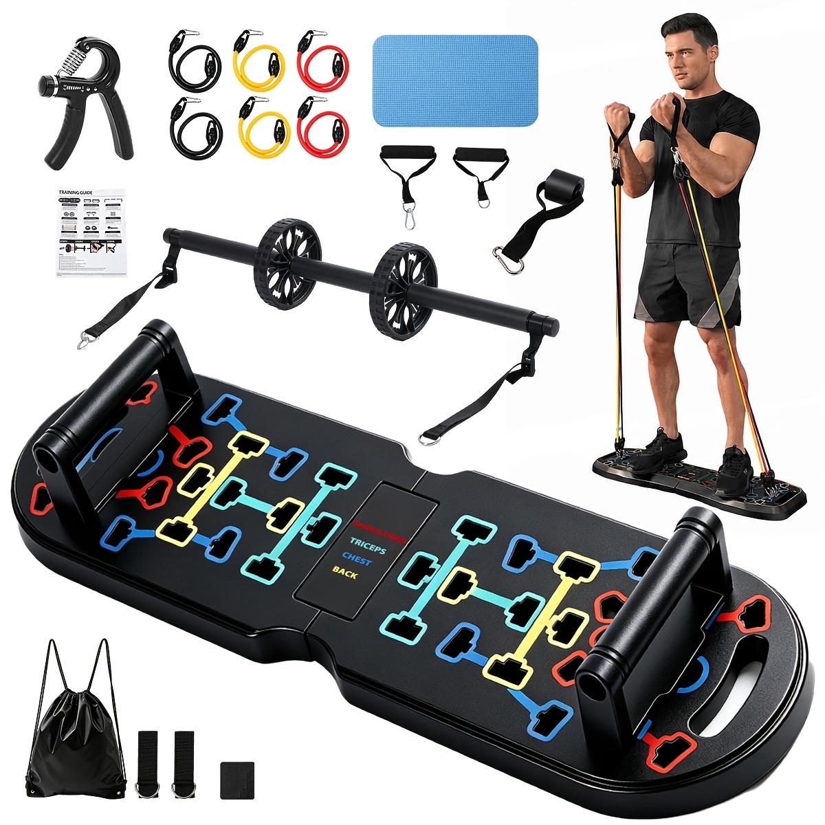 Push Up Board Fitness, Portable Foldable 20in 1 Push Up Gym, Pushup Handles For Floor. Professional Strength Training Equipment For