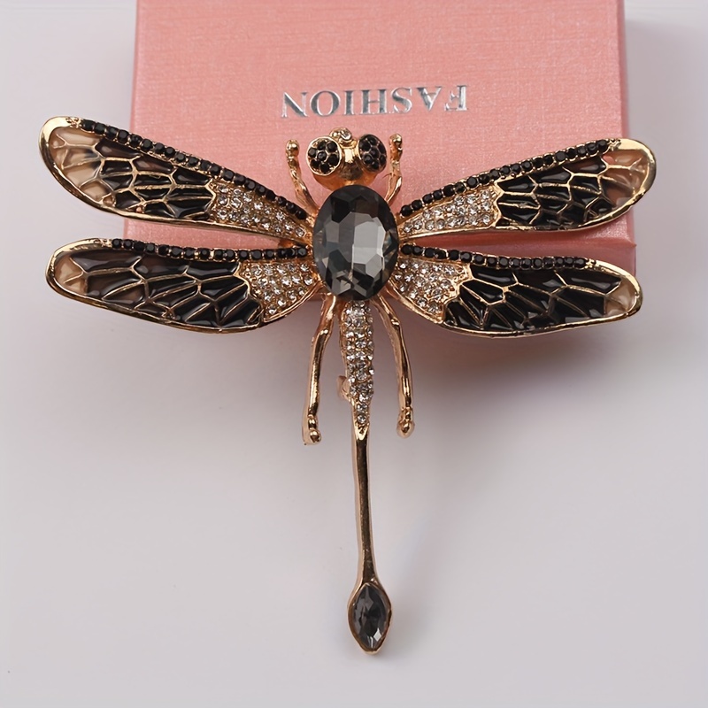 

Dragonfly Shaped Brooch Decorated With Shiny Rhinestone Clothing Lapel Pin For Women Dress Coat Sweater Corsage Accessories