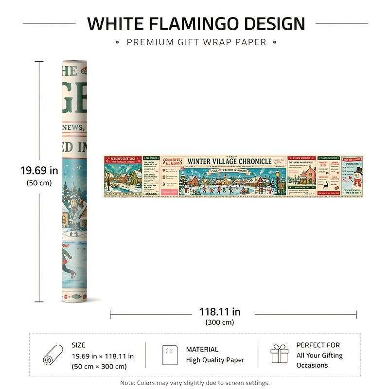 TEMU 1 Rolle 50x300cm (19,7x118,1in) Geschenkpapier mit klassischem Blumenmuster. Schönes Muster, zum Verschenken, für Geburtstage & Feiertage,