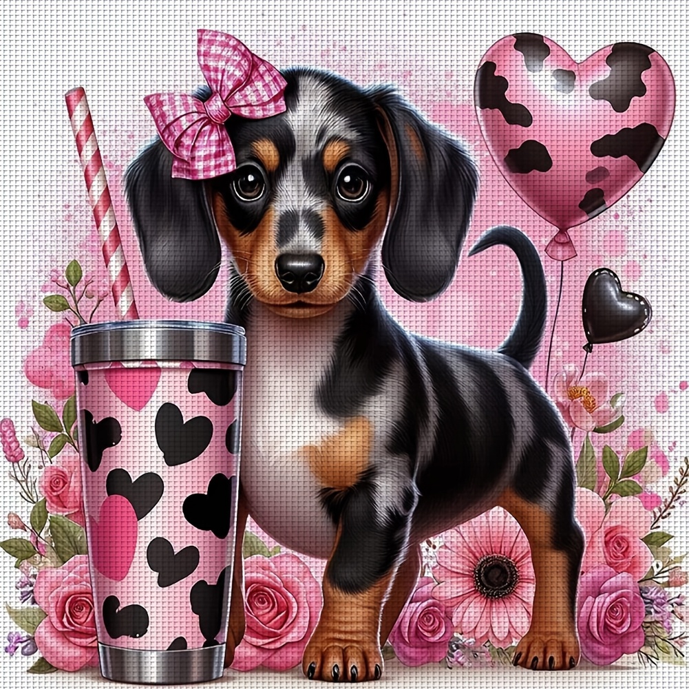 

Kit de broderie de point de croix DIY Dachshund, 11CT Peinture sur toile, Art de la couture, Ensemble de broderie avec fil, aiguille, tissu et instructions, pour la décoration murale à domicile, cadre