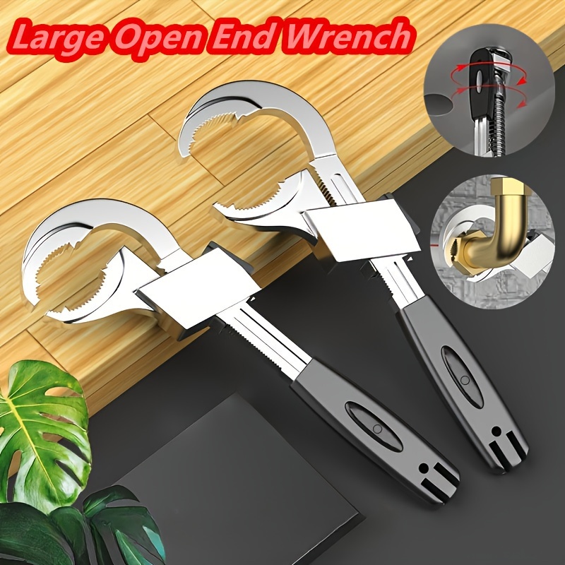 

Versatile Adjustable Wrench Set - Large Open End, Double-headed For Water Pipe Repair, Aluminum Alloy With 3 Card Slots