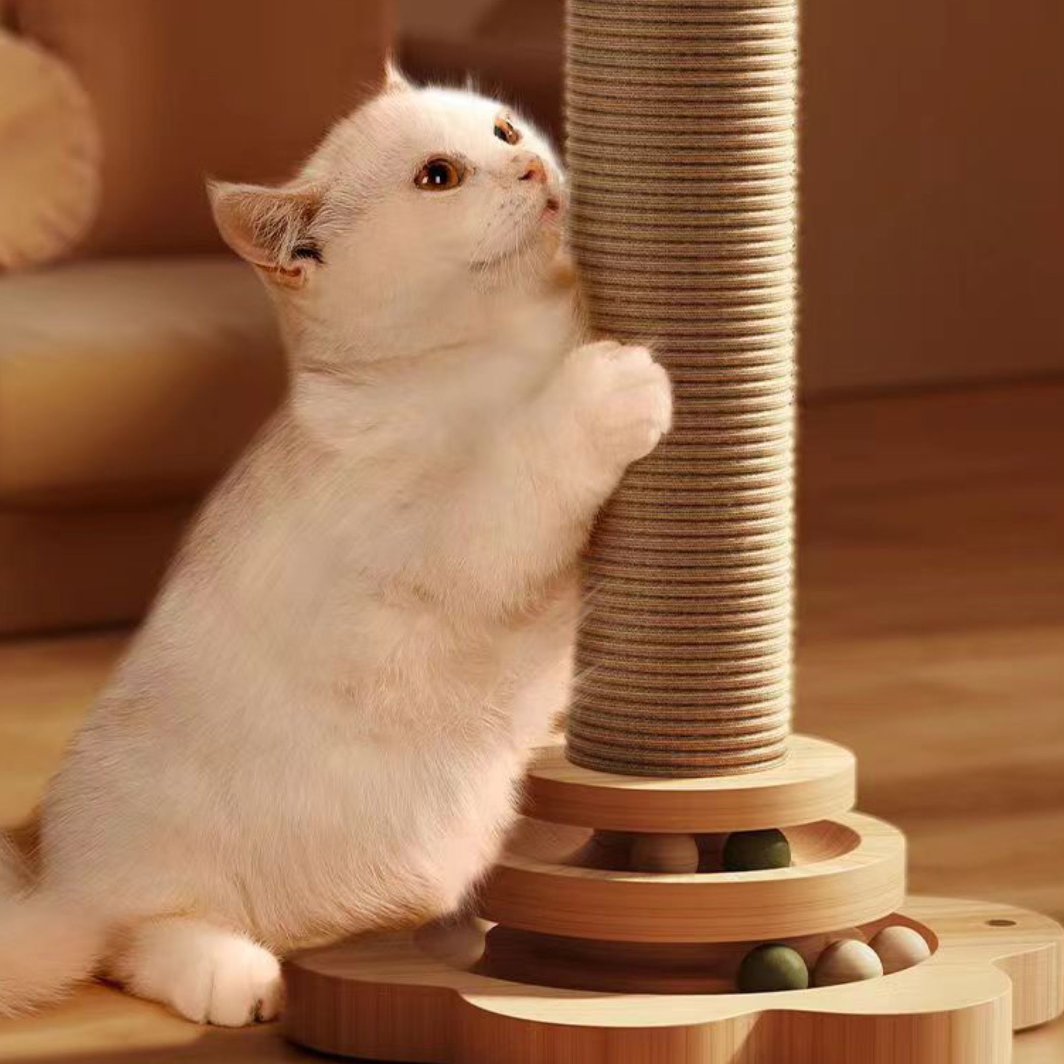 

1pc Wooden Cat Scratching , No-shedding Pet Cat Toy , , And , For Adult And , Cat Furniture,