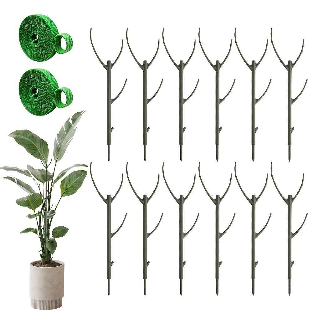 TEMU Tuteurs pour plantes, 12 tuteurs * 2 sangles auto-agrippantes, treillis de support pour plante Monstera, tuteurs hauts empilables avec fixations