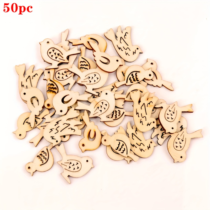 

50pcs d'Oiseaux en Bois pour Loisirs Créatifs, Scrapbooking & Décoration Maison - Parfait pour les Fêtes, &