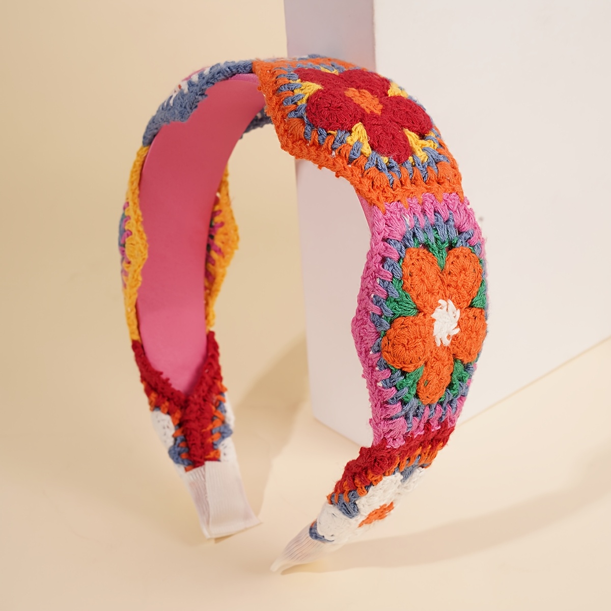E-shop ., Damen Strick Stirnband Bohemian Retro Süßes Blumen Stirnband Rutschfest Haarverzierungen Vielseitige Kopfbedeckung