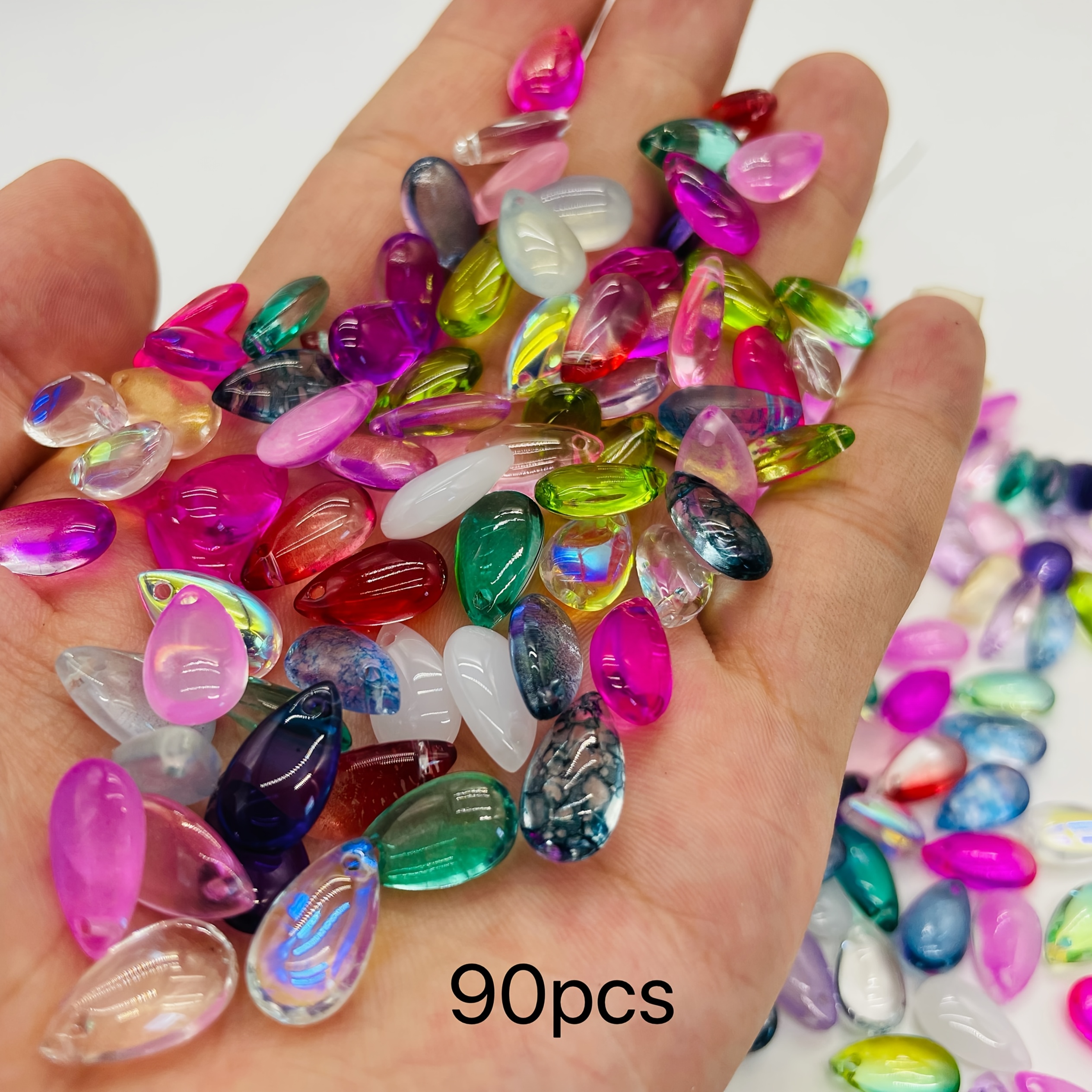 E-shop Glas-Tränenperlen 8mm x 14mm Mehrfarbig DIY Basteln - Koreanischer Stil Perlen für Halsketten, Ohrringe, Haar, Glas-Tropfenperlen in Tränenform