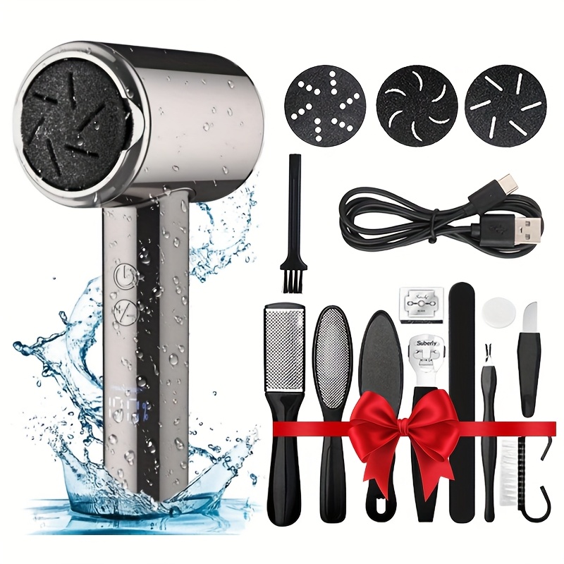   vacuum version electric   file toenail callus remover   adjustment digital screen display type c fast charging 10pcs file set for deep callus removal hard and cracked   care portable   buffer