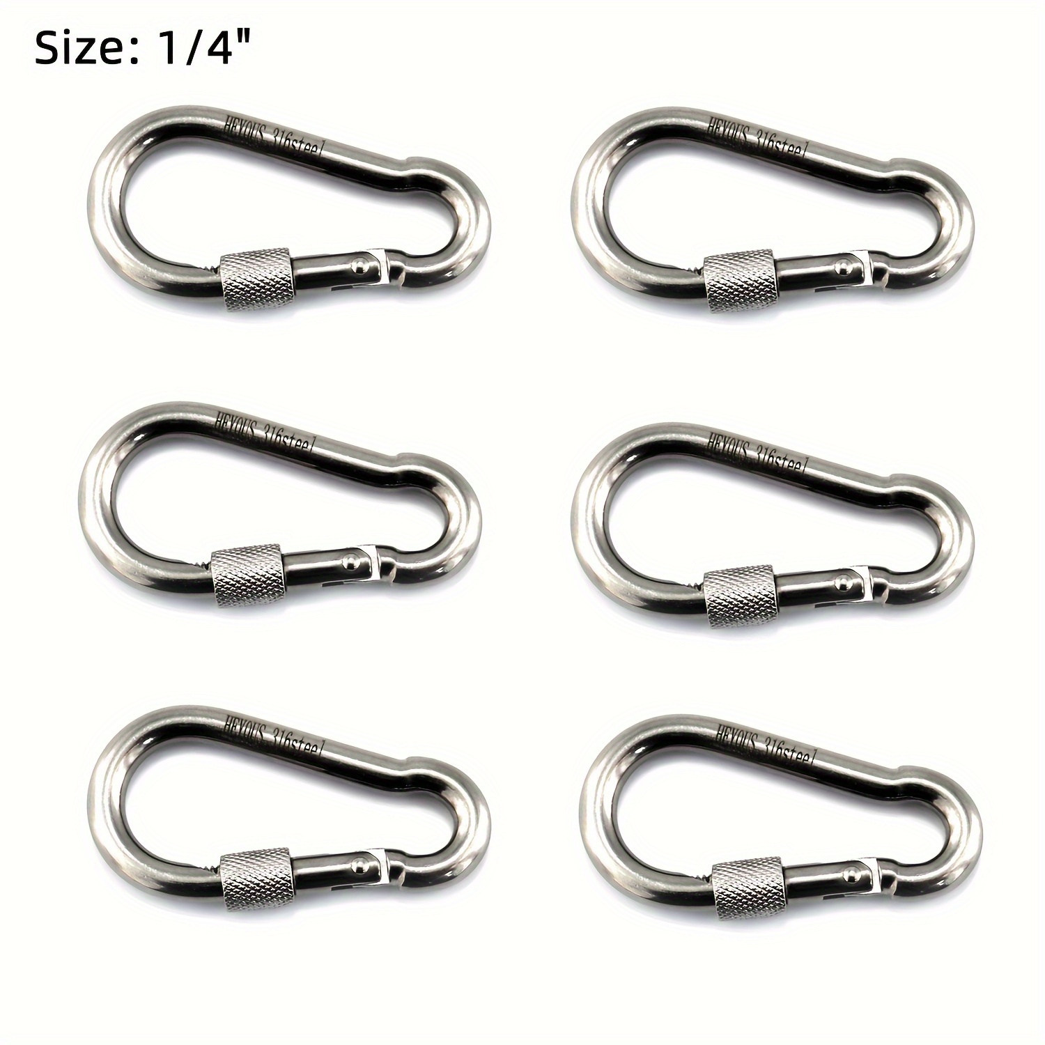 

6pcs M6 Steel Snap For Camping, , , , Gym, Locking Carabiner, Duty Carabiner , Small Caribeener , Caribiniers For Camping, , , , Keychain