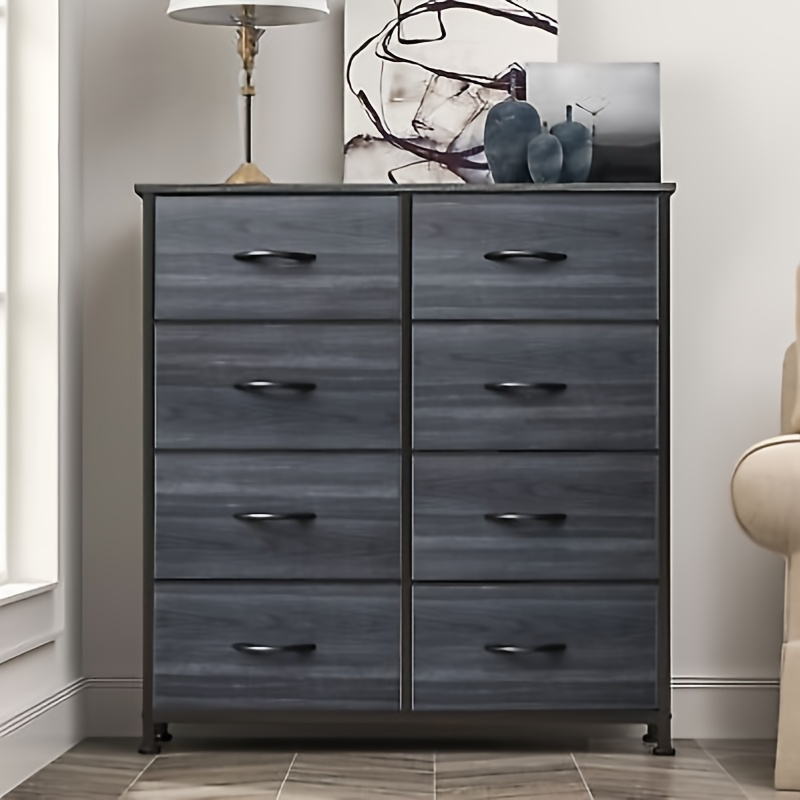 

Dresser With 4 Drawers- Fabric Storage Tower, Organizer Unit For Bedroom, Hallway, Closets- Sturdy Steel Frame, Wooden Top & Easy Pull Fabric Bins (charcoal Black Wood Grain)