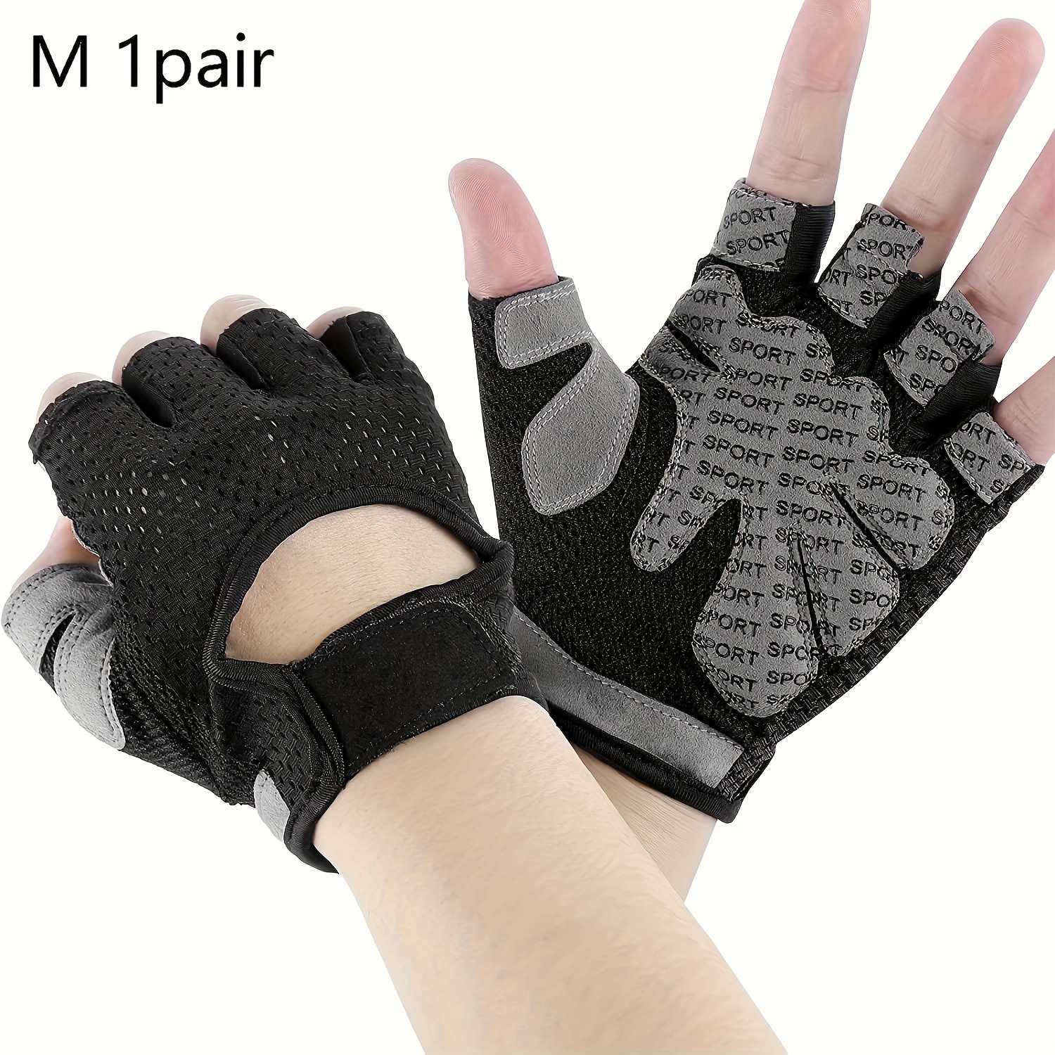 TEMU 1 Pair Non-slip Fitness Gloves, Fingerless Workout Gloves, Suitable For Weightlifting, Sports Full Palm Protection, Fishing, Cycling, Gym Workouts, Fitness Training