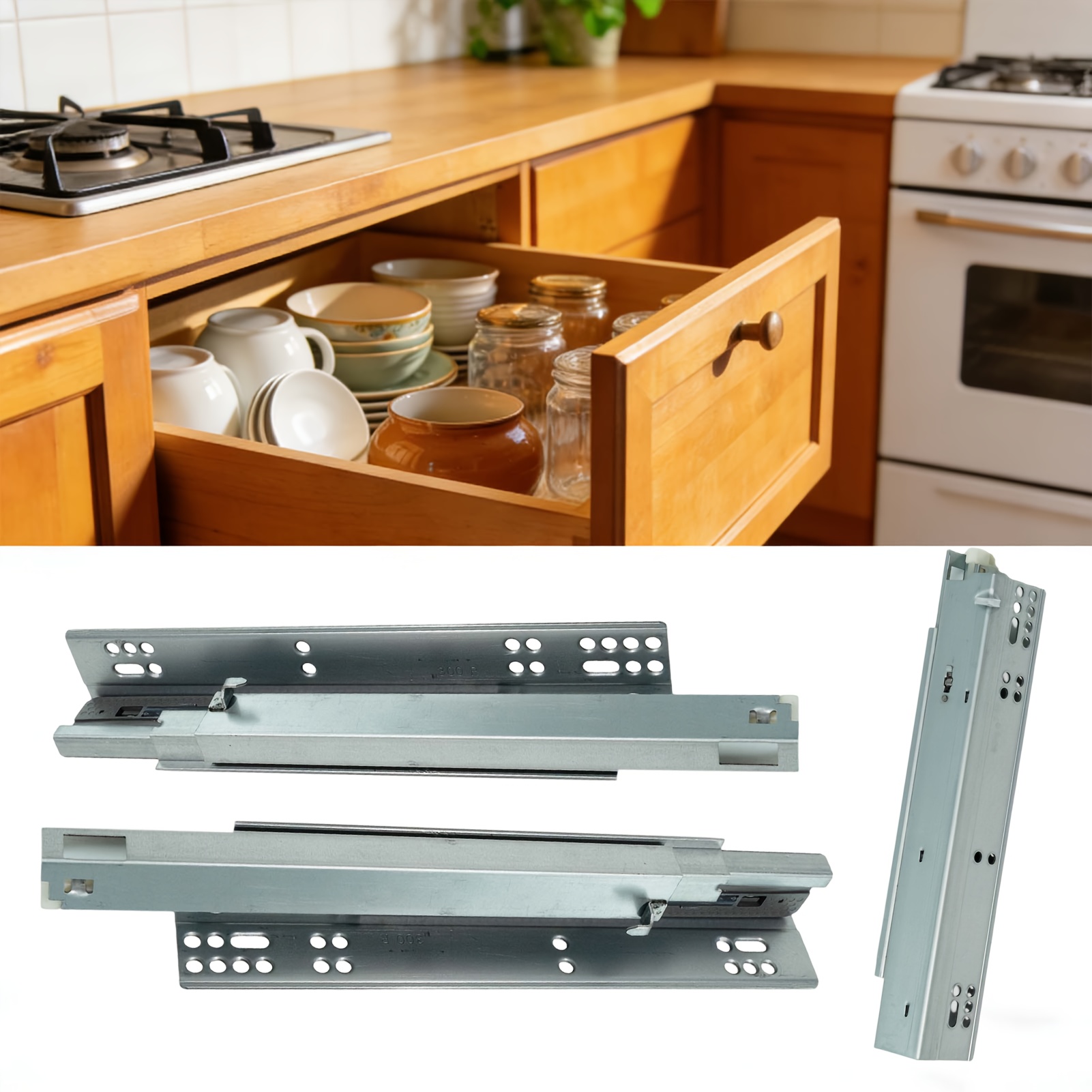 3 Pairs Heavy-duty Drawer Slides | 300mm/400mm/450mm, Steel Material, Suitable For Drawer Cabinets