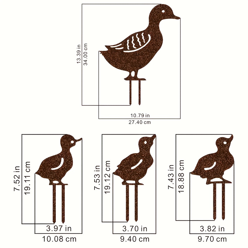 Image of 4pcs Metal Insertion Artwork, No Electricity Required, Iron Decor For Home Garden, Lawn, Farm, Ranch And Sidewalk