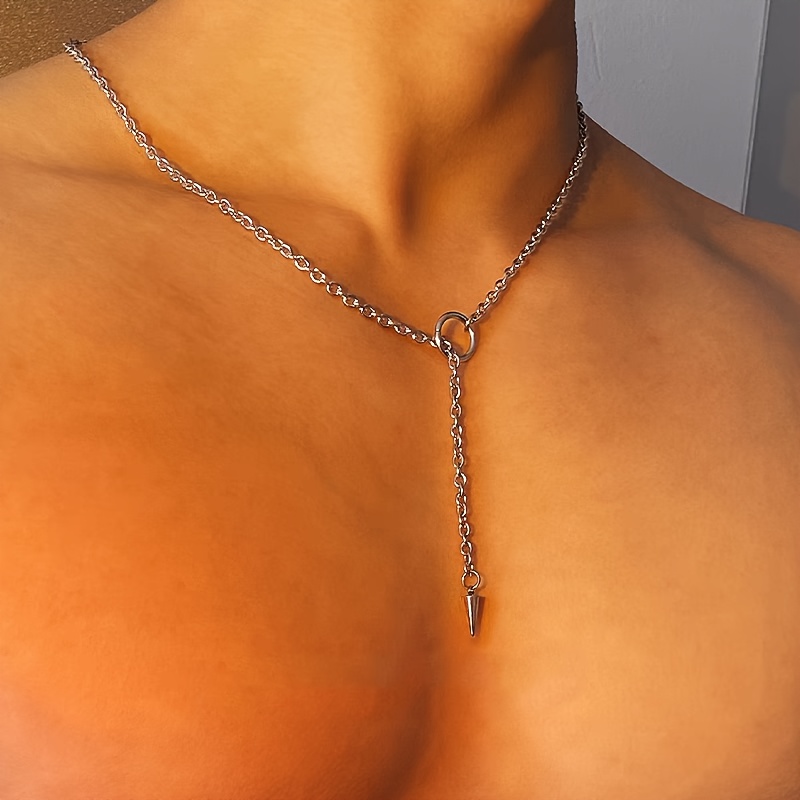 cone circle necklace   easy punk hip hop niche fashion individual   retro clavicle chain cone Product details 3
