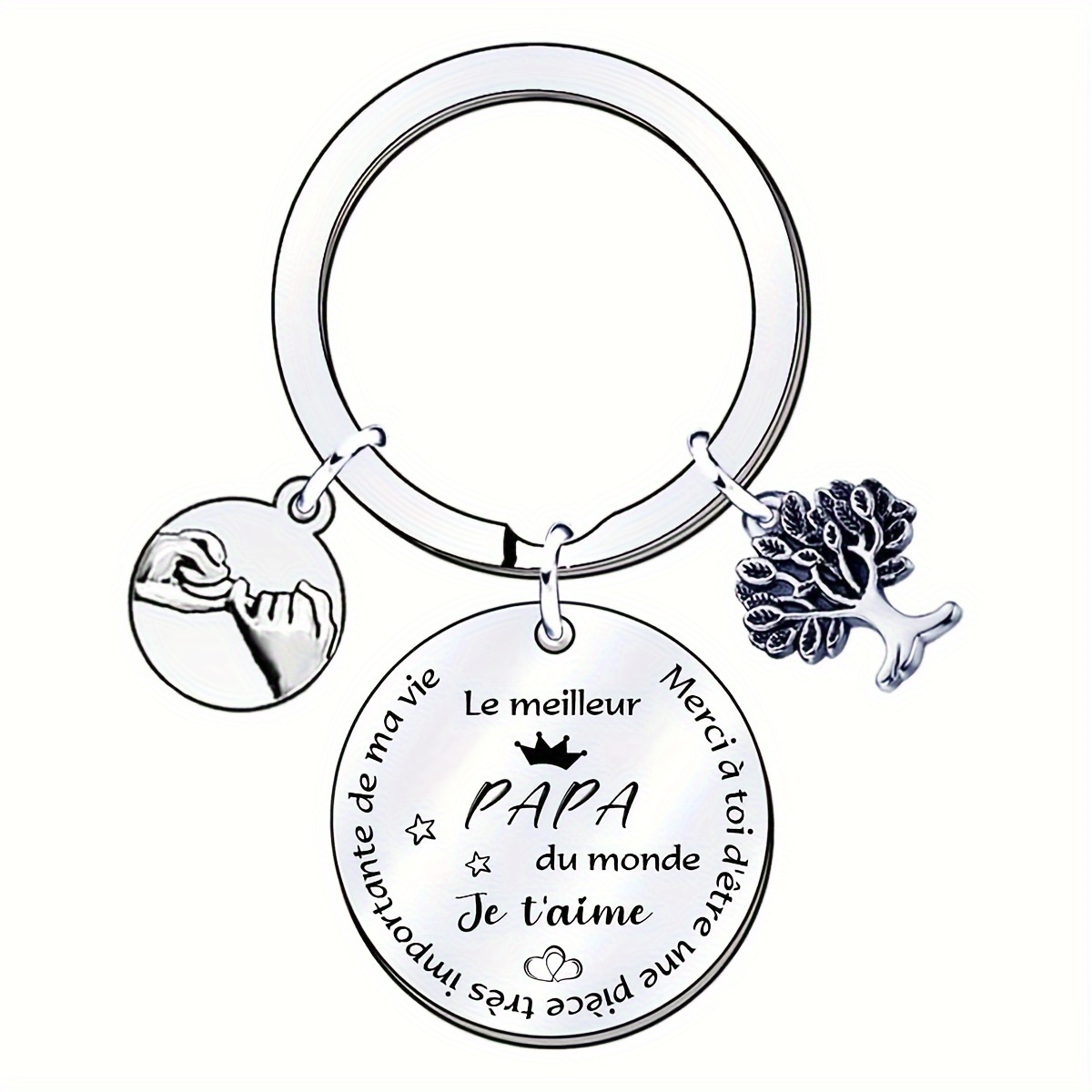

Dad Mom Keychain Gift, 1pc, Stainless Steel, Engraved With Loving Message, Pinky Promise Charm, Ideal For Mother's Day, Birthday
